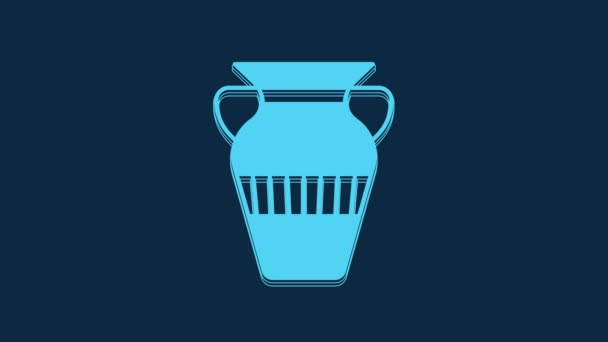 Icône Vase Égyptien Bleu Isolé Sur Fond Bleu Symbole Egypte — Video
