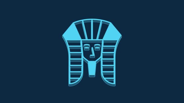Kék Egyiptomi Fáraó Ikon Elszigetelt Kék Háttérrel Videó Mozgás Grafikus — Stock videók