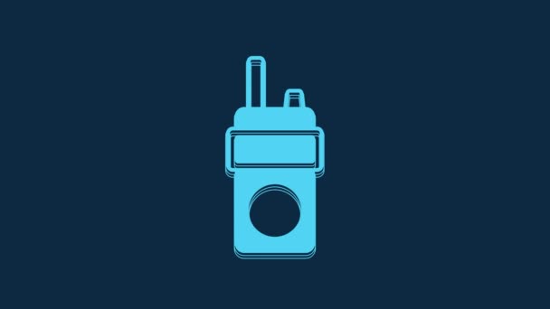 Blue Walkie Talkie Icon Isolated Blue Background Portable Radio Transmitter — Stockvideo