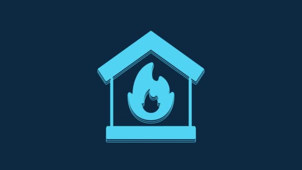 Fogo Azul Ícone Casa Chamas Isolado Fundo Azul Animação Gráfica — Vídeo de Stock