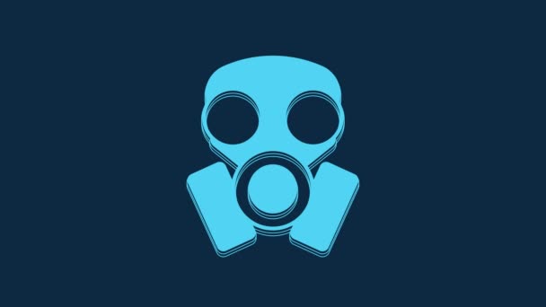 Blue Gas Mask Icon Isolated Blue Background Respirator Sign Video — Video Stock
