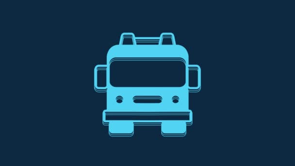Icono Del Camión Bomberos Azul Aislado Sobre Fondo Azul Bomberos — Vídeo de stock