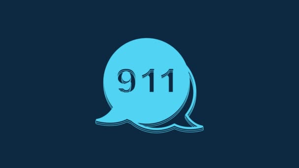 Blå Telefon Med Nödsamtal 911 Ikonen Isolerad Blå Bakgrund Polis — Stockvideo