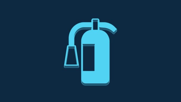 Icono Del Extintor Incendios Azul Aislado Sobre Fondo Azul Animación — Vídeo de stock