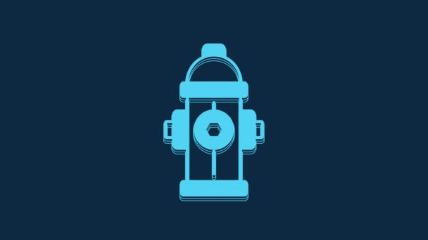 Blue Fire Hydrant Icon Isolated Blue Background Video Motion Graphic — Wideo stockowe