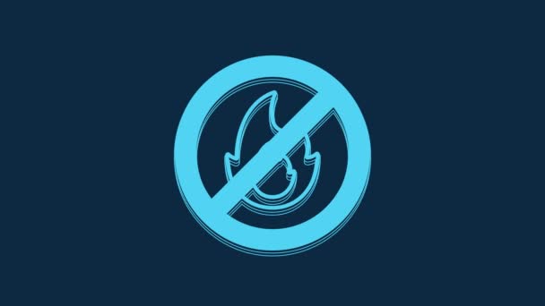 Mavi Mavi Arkaplanda Yangın Simgesi Yok Yangın Yasağı Yasak Video — Stok video