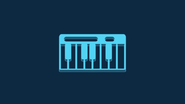 Blue Music Synthesizer Icon Isolated Blue Background Electronic Piano Video — Stockvideo