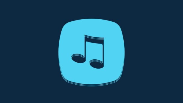 Blue Music Note Tone Icon Isolated Blue Background Video Motion — Stock videók
