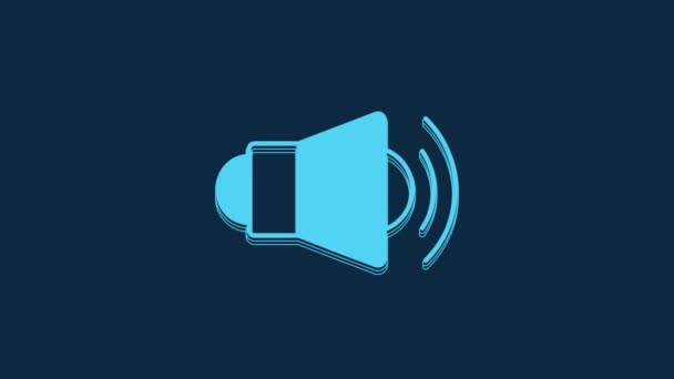 Blue Megaphone Icon Isolated Blue Background Speaker Sign Video Motion — Αρχείο Βίντεο