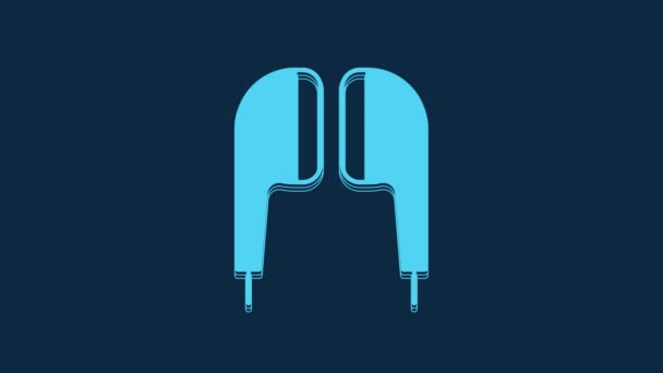 Blue Air Headphones Icon Icon Isolated Blue Background Holder Wireless — стоковое видео