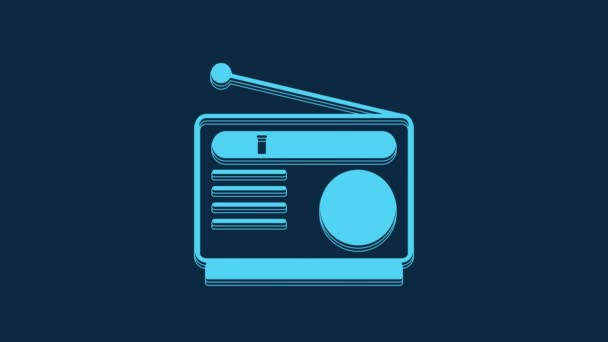 Blue Radio Antenna Icon Isolated Blue Background Video Motion Graphic — Vídeo de Stock