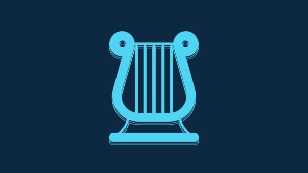 Blaues Altgriechisches Lyra Symbol Isoliert Auf Blauem Hintergrund Klassisches Musikinstrument — Stockvideo