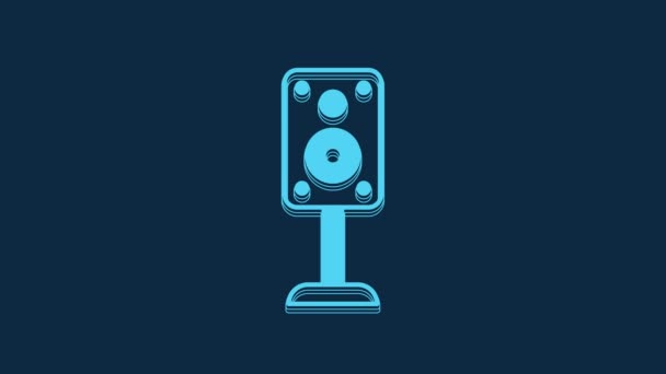 Blue Stereo Speaker Icon Isolated Blue Background Sound System Speakers — Vídeos de Stock