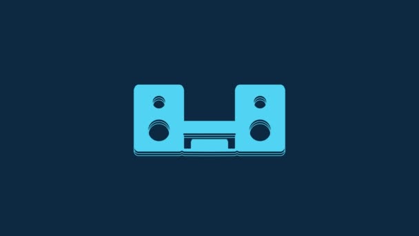 Blue Home Stereo Two Speakers Icon Isolated Blue Background Music — Vídeo de Stock