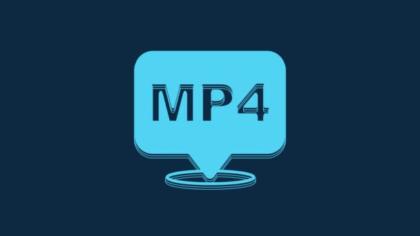 ブルーMp4ファイルドキュメント 青の背景に隔離されたMp4ボタンアイコンをダウンロードします Mp4ファイルのシンボル 4Kビデオモーショングラフィックアニメーション — ストック動画