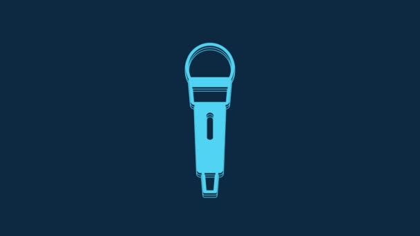 Blue Microphone Icon Isolated Blue Background Air Radio Mic Microphone — Vídeo de Stock