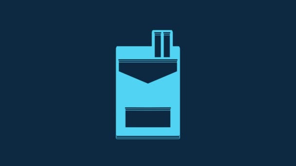 Blue Cigarettes Pack Box Icon Isolated Blue Background Cigarettes Pack — Vídeo de stock