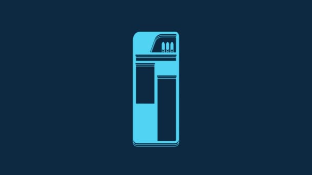 Blue Lighter Icon Isolated Blue Background Video Motion Graphic Animation — Αρχείο Βίντεο