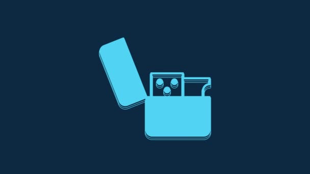 Blue Lighter Icon Isolated Blue Background Video Motion Graphic Animation — Video