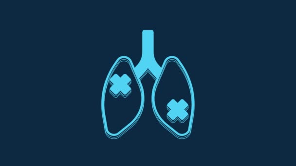 Mavi Hastalık Ciğerleri Ikonu Mavi Arka Planda Izole Edildi Video — Stok video