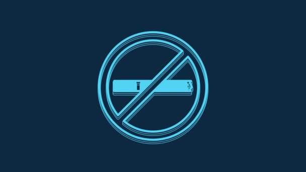 Blue Smoking Icon Isolated Blue Background Cigarette Smoking Prohibited Sign — Stock Video