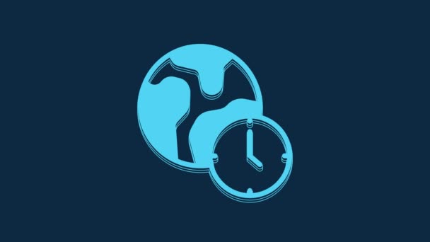 Icona Del Tempo Blue World Isolata Sfondo Blu Animazione Grafica — Video Stock