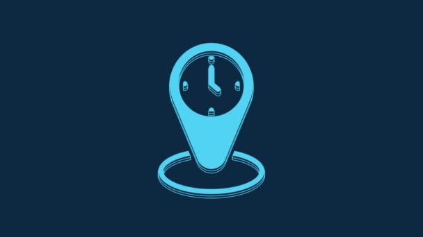 Blue Time Zone Clocks Icon Isolated Blue Background Video Motion — Stock Video