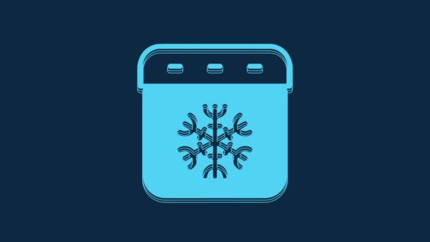 青の背景に隔離された青のカレンダー冬のアイコン イベントリマインダーシンボル 4Kビデオモーショングラフィックアニメーション — ストック動画