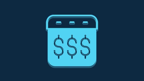 青い給料日 青い背景に孤立したドルのアイコンを持つカレンダー 4Kビデオモーショングラフィックアニメーション — ストック動画