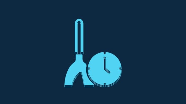 Blaues Reinigungszeitsymbol Isoliert Auf Blauem Hintergrund Sanitäre Einrichtungen Hygiene Haus — Stockvideo