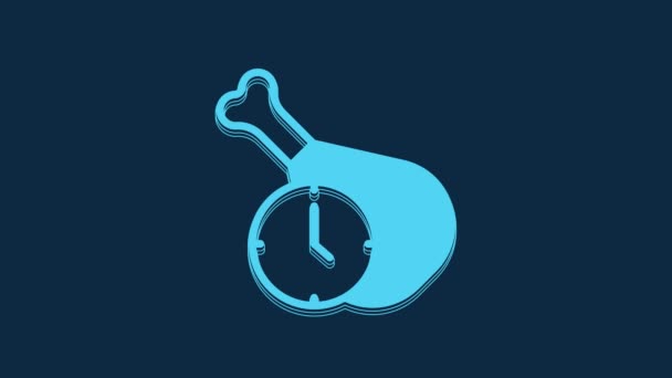 Blue Food Time Icon Isolated Blue Background Time Eat Video — Wideo stockowe