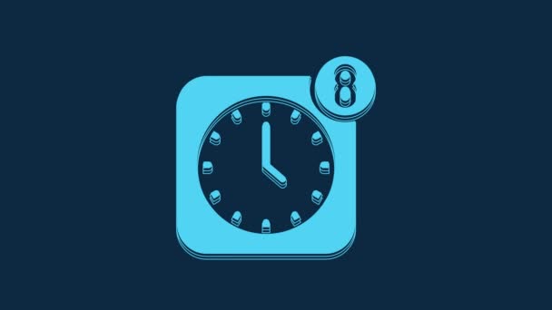 Blue Alarm Clock App Smartphone Interface Icon Isolated Blue Background — Vídeo de stock