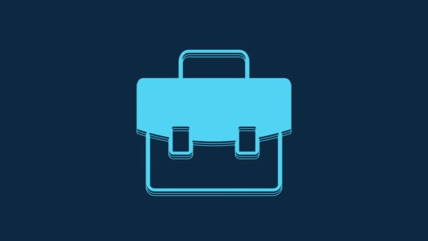 Blue Briefcase Icon Isolated Blue Background Business Case Sign Business — Stock video