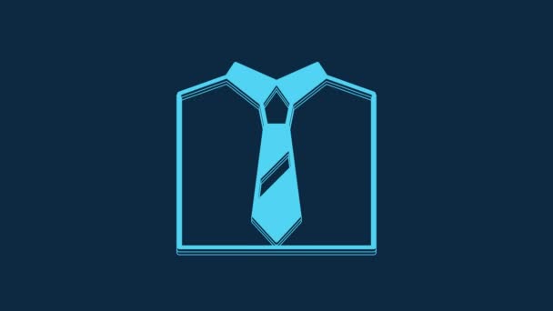 Blue Tie Icon Isolated Blue Background Necktie Neckcloth Symbol Video — Stock videók