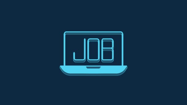 Blå Søg Job Ikon Isoleret Blå Baggrund Rekruttering Eller Udvælgelse – Stock-video