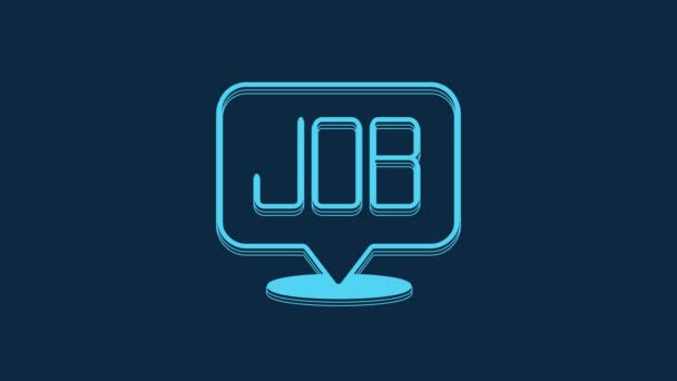 Blue Search Job Icoon Geïsoleerd Blauwe Achtergrond Aanwerving Selectie Concept — Stockvideo