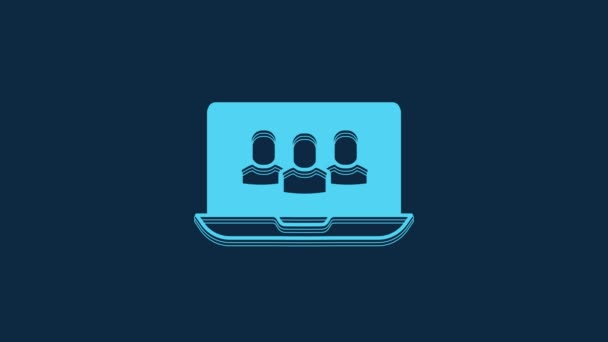 Blue Video Chat Conference Icon Isolated Blue Background Online Meeting — Vídeo de Stock