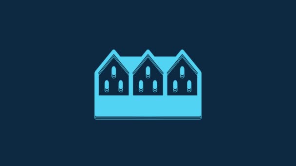 Blue Icelandic Wooden House Icon Isolated Blue Background Architecture Element — Stock Video