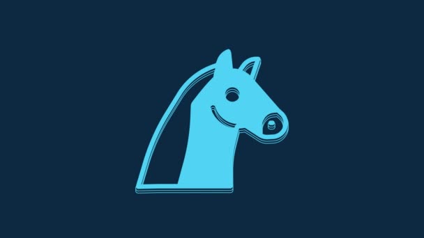 Niebieska Ikona Konia Odizolowana Niebieskim Tle Symbol Zwierzęcia Animacja Graficzna — Wideo stockowe