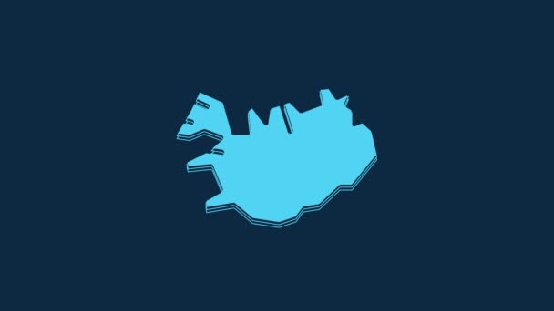 Azul Mapa Islândia Ícone Isolado Fundo Azul Animação Gráfica Movimento — Vídeo de Stock