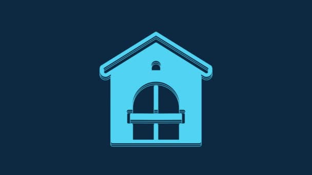Blue Farm House Icon Isolated Blue Background Video Motion Graphic — Wideo stockowe
