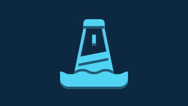 Blue Lighthouse Icon Isolated Blue Background Video Motion Graphic Animation — Stockvideo
