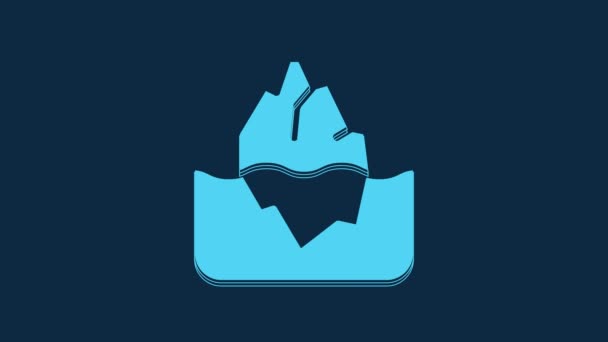 Blue Iceberg Icon Isolated Blue Background Video Motion Graphic Animation — Vídeo de Stock