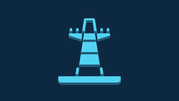 Blue Electric Tower Used Support Overhead Power Line Icon Isolated — Vídeo de stock