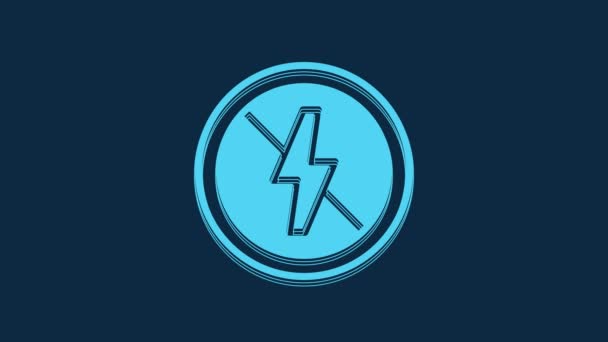 Azul Lightning Icono Aislado Sobre Fondo Azul Hay Electricidad Animación — Vídeos de Stock
