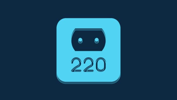 蓝色电源插座图标隔离在蓝色背景上 电源插座玫瑰的象征 4K视频运动图形动画 — 图库视频影像