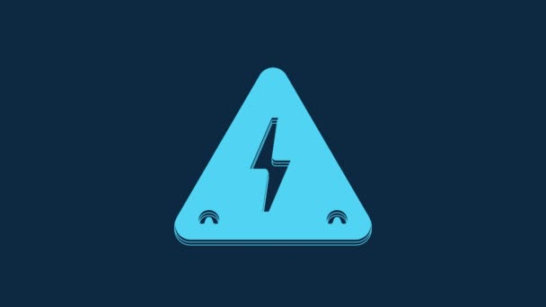 Blue High Voltage Sign Icon Isolated Blue Background Danger Symbol — Stock videók
