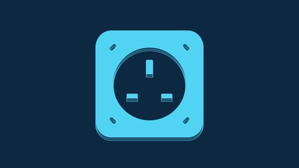 Blue Electrical Outlet Icon Isolated Blue Background Power Socket Rosette — Stok video