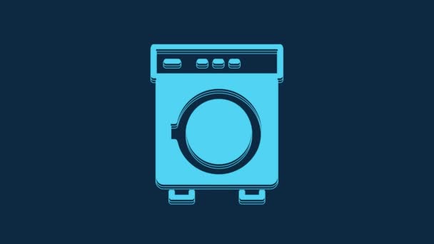 Blue Washer Icon Isolated Blue Background Washing Machine Icon Clothes — Vídeo de Stock