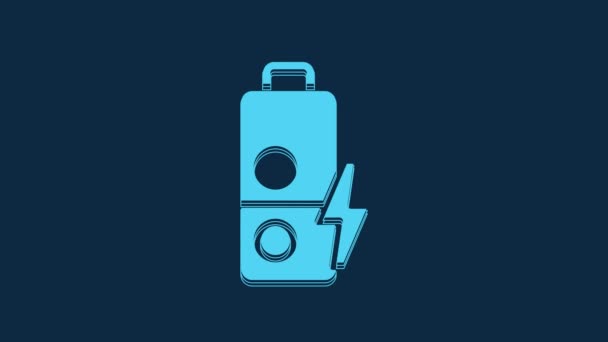 Blue Battery Charge Level Indicator Icon Isolated Blue Background Video — Vídeos de Stock